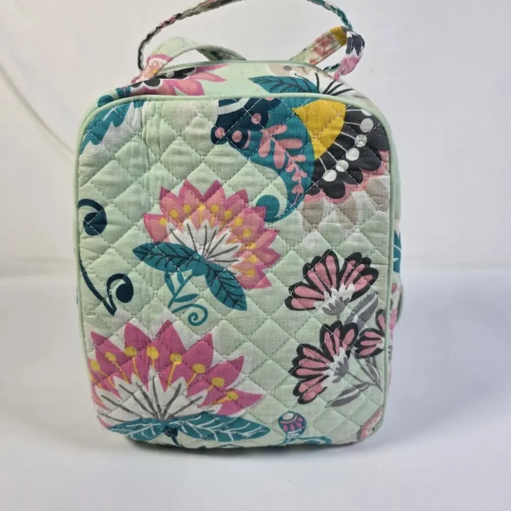 Vera Bradley Floral Butterfly Quilted Lunch Bag Mint Green Insulated Retired